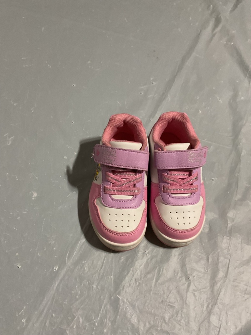 Toddler Pink Hook-and-Loop Sneakers with Lace-Style Detail